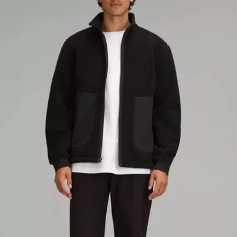 Lululemon High Pile Fleece Zip Up Jacket Black Size XL‎